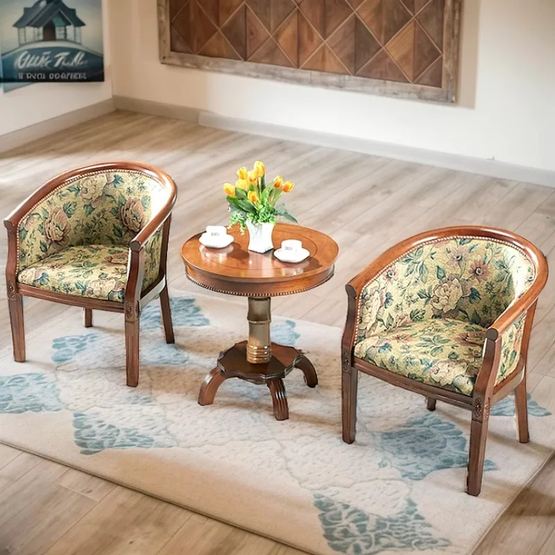 

Диван из цельного дерева, кресло для одной спальни, спинка для пожилых людей, повседневный подлокотник, стол и стул, стул для отеля, кофе