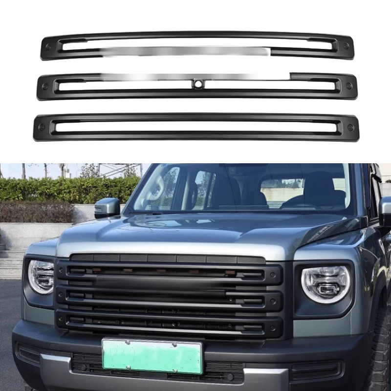 Car Front Grille Decorative Strips Black Warrior Suit Fit for Haval Raptor Modified Grille Decorative Strips ABS Car Stickers