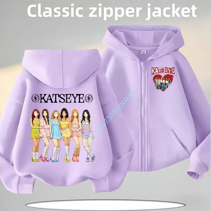 Toddler Girl Clothes Girl Group Katseye Zipper Hoodie Boys Fashion Casual Sweatshirt Movie New Kids KATSEYE Zip UP Hooded Tops