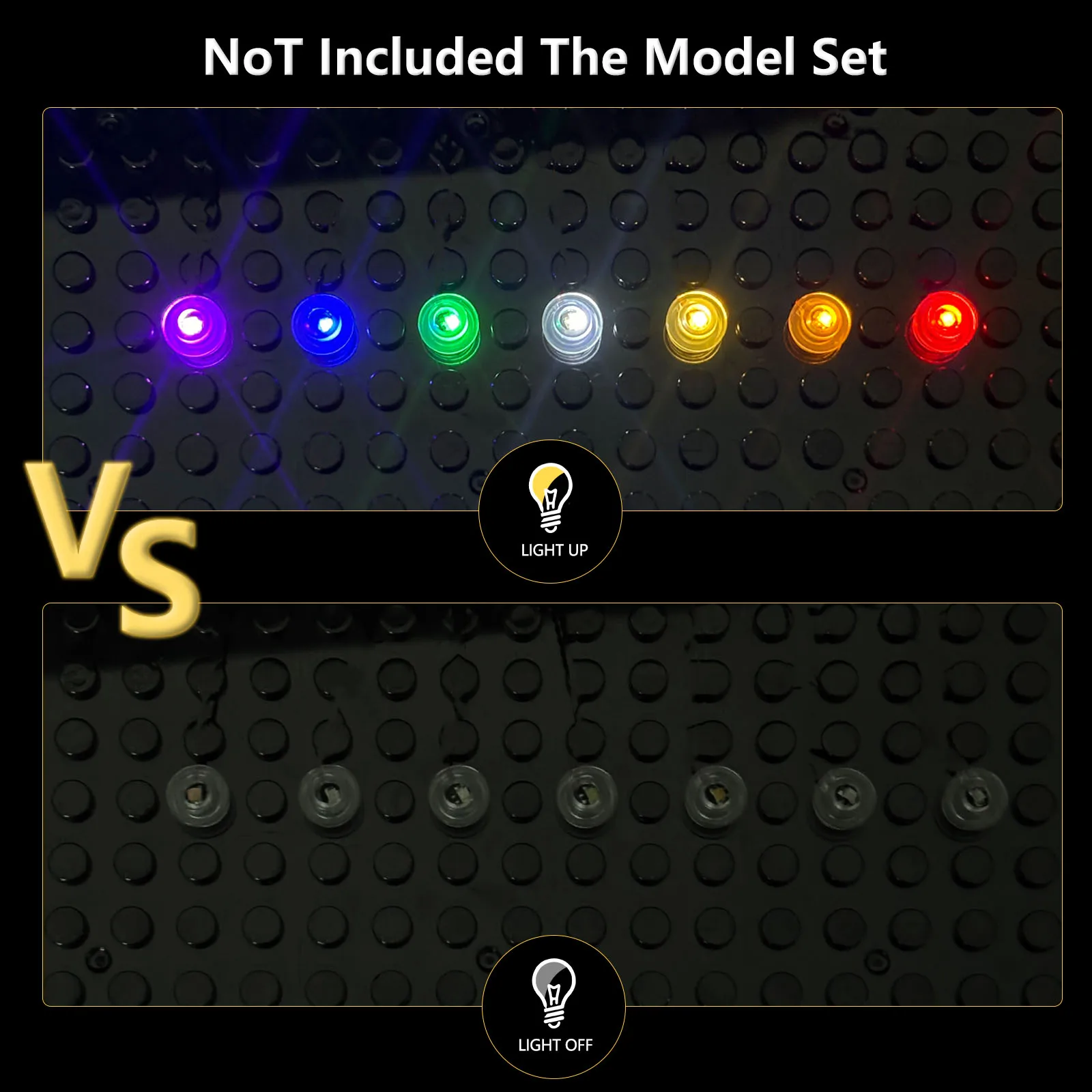 طقم إضاءة LED ملون مكون من 10 قطع، متوافق مع موديلات مكعبات البناء ليغو، يضيء بناءك (إصدار التحكم عن بعد)