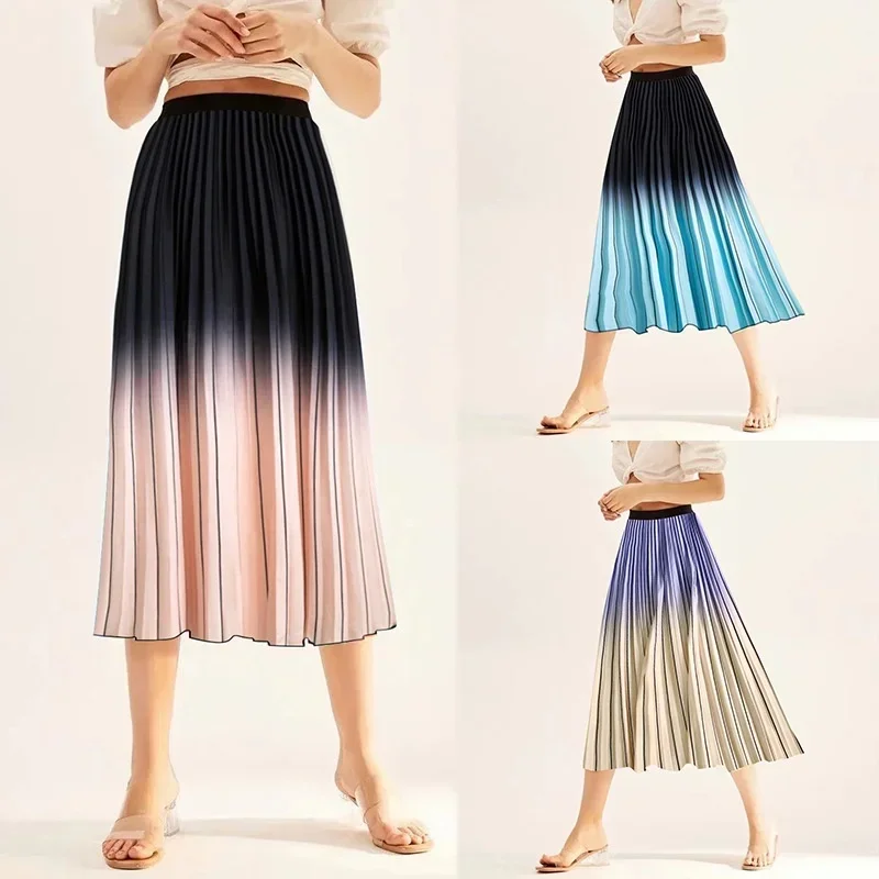 Summer New Sweet and Simple Gradient Refreshing European Half Skirt and Pleated Skirt Series