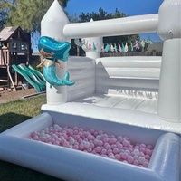 Commercial Kids 10x8ft White Castle Bounce House with Pit Inflatable Bouncy House Baby Moonwalk Jumping House for Party