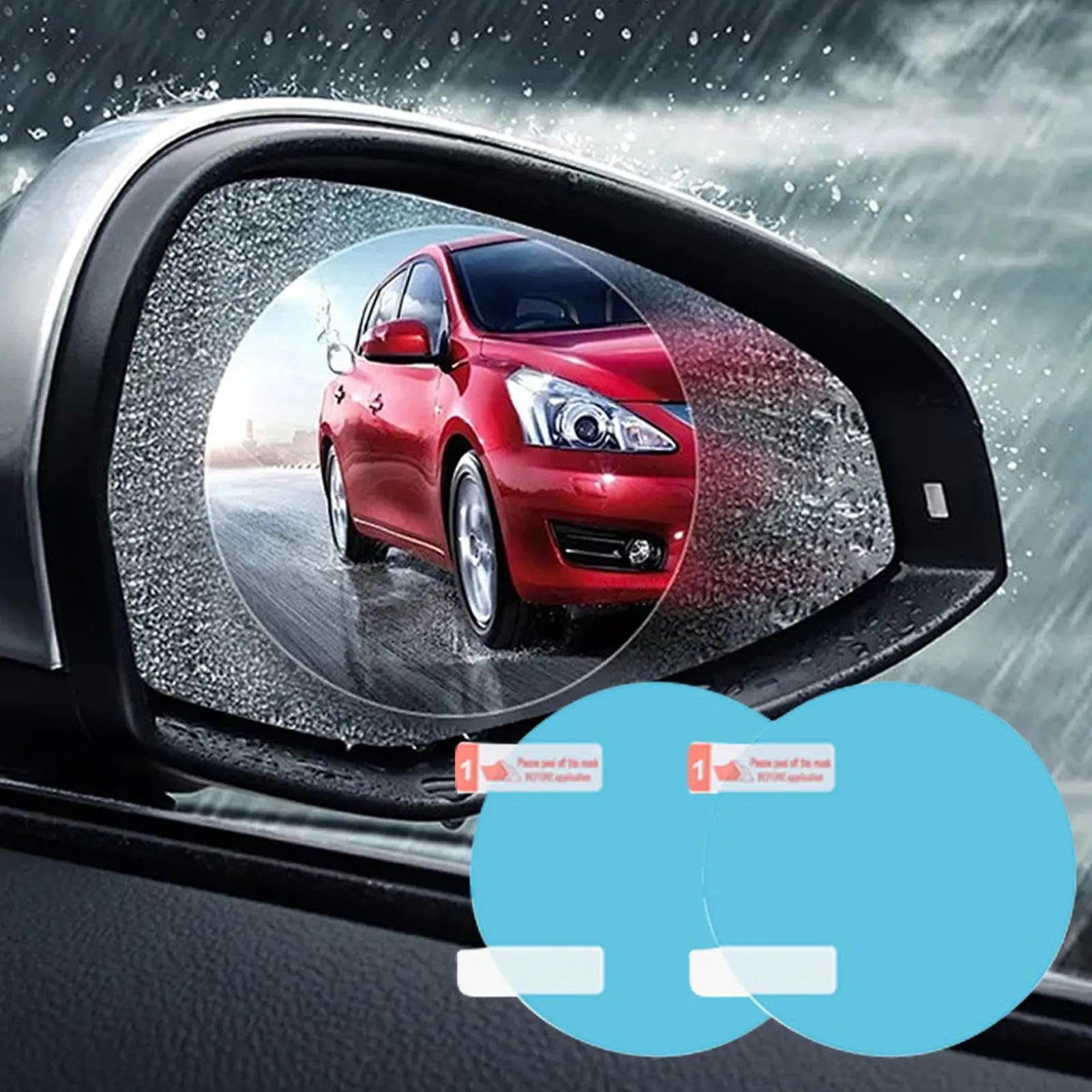 Car Rearview Mirror Anti-Fog Rainproof Film Kit, Water-Repellent Protector for Side Mirrors & Windows