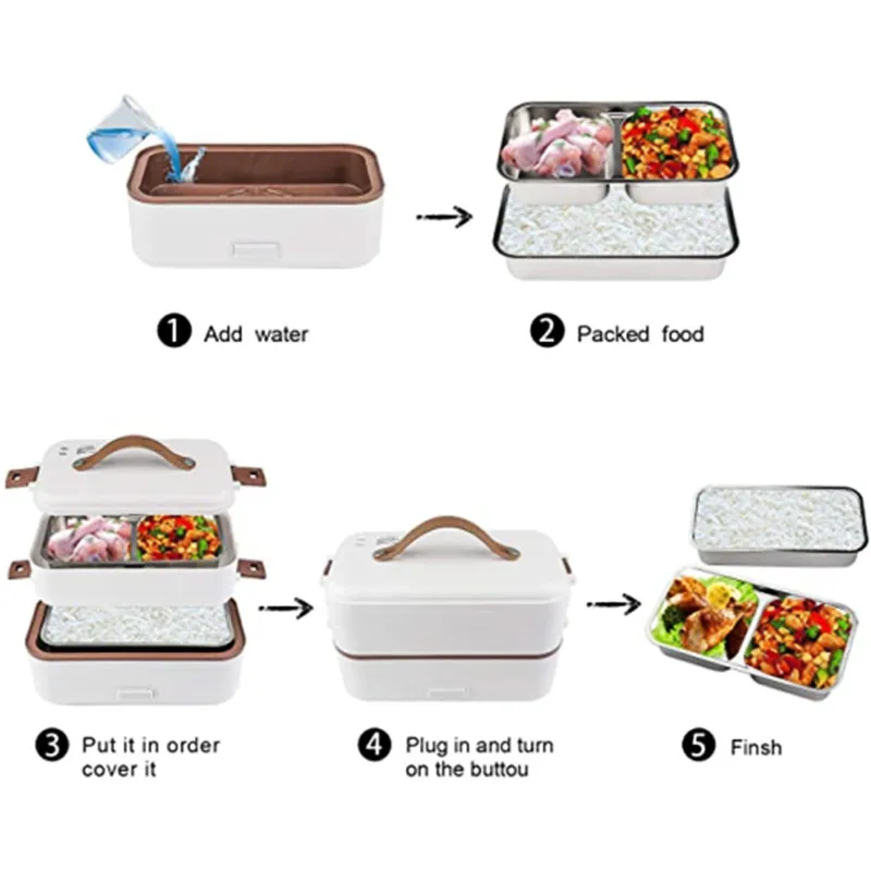 110/220V Portable Rice Cooker Heating Bento Lunch Box Electric Thermal Food Heater Steamer Cooking Container Office Warmer VIP