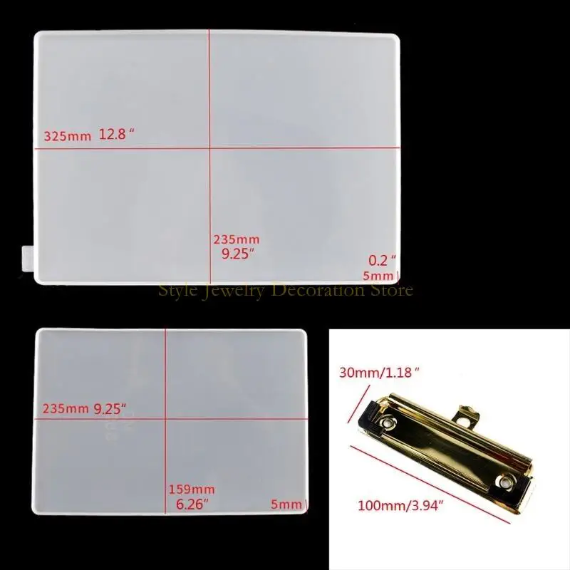 D46E DIY Klembord Resin Mold Bestand Map Resin Molds Epoxy Siliconen Tray Molds File Folder Drawing Board Mold