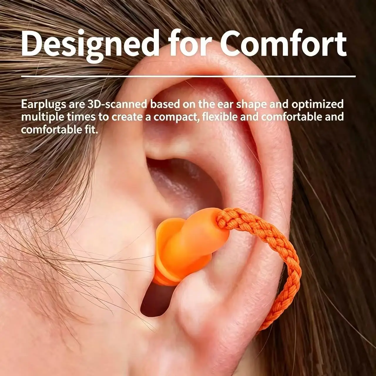 Reusable Corded Silicone Earplugs, Tree‑Shape Noise‑Reduction Ear Plugs with Storage Box, Hearing Protection for Work, Sleep, Sw