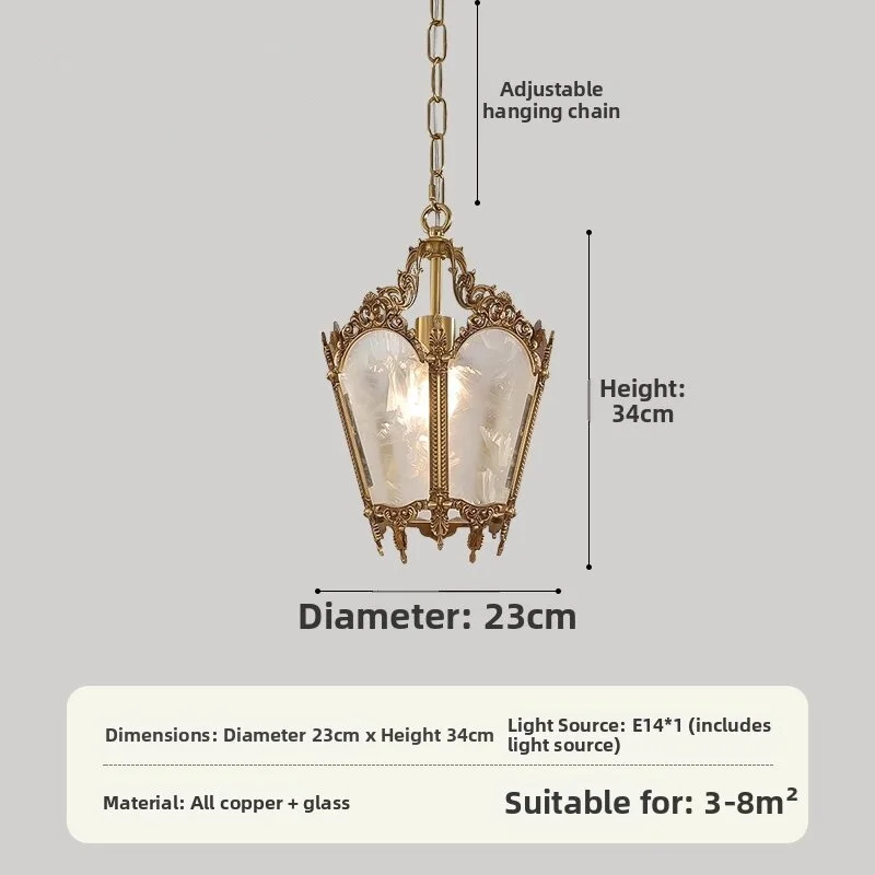 MIYUN | French Vintage Full Copper Hanging Light