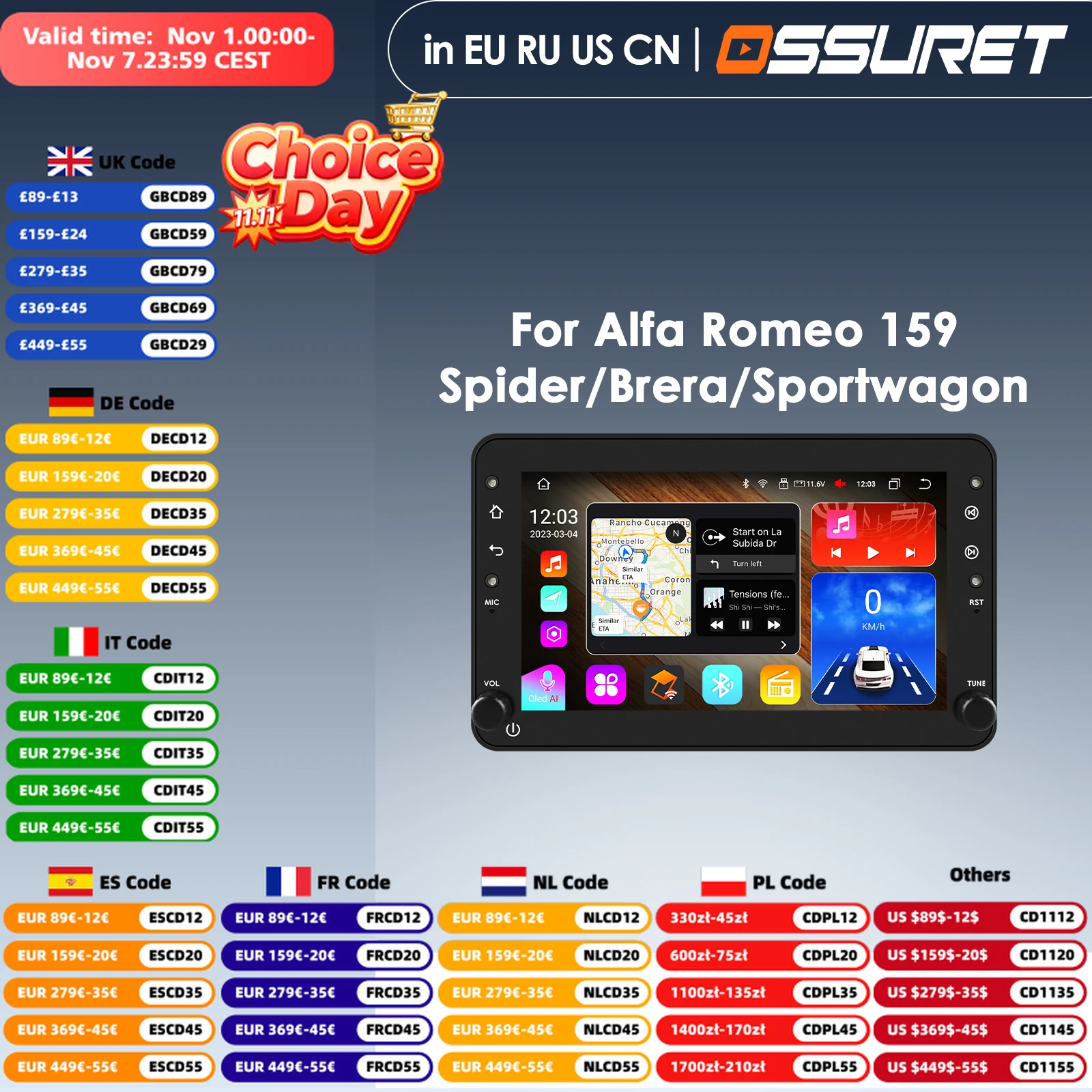 راديو سيارة 8G + 128G لألفا روميو بريرا سبايدر 159 سبورتواجون لاسلكي CarPlay أندرويد أنظمة السيارات الذكية AI 2Din فيديو #1