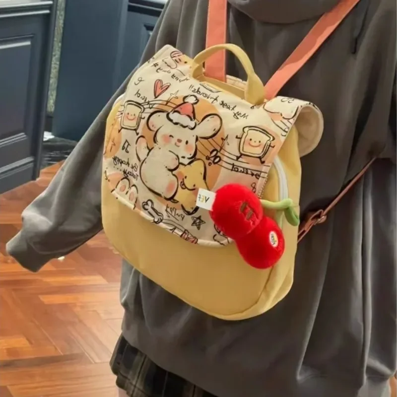 Mbti bonito pequena mochila das mulheres lona dos desenhos animados impressão moda kawaii lolita jk mochilas casuais designer de luxo 2024 saco feminino