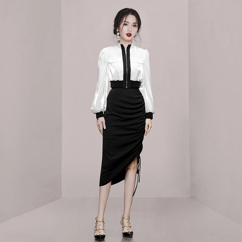 

Casual Commute Women's Light Maturity Set Black Cool Salt Series Street Style Two-Piece Summer Fashion Ensemble
