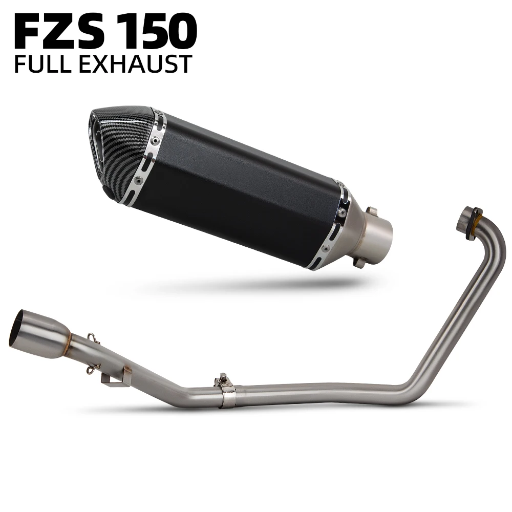 Sistema de escape FZS150 para Yamaha FZ15 FZ150 FZ S150 150 15, kit de tubos de escape para motocicleta, tubo de cabecera para moto de calle, silenciador de 370 mm