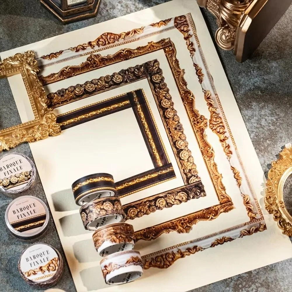 Aesthetic Style Retro Washi Tape 20mm Width 2m Length Baroque Style Tape Baroque Pattern Masking Tape Decorative Border