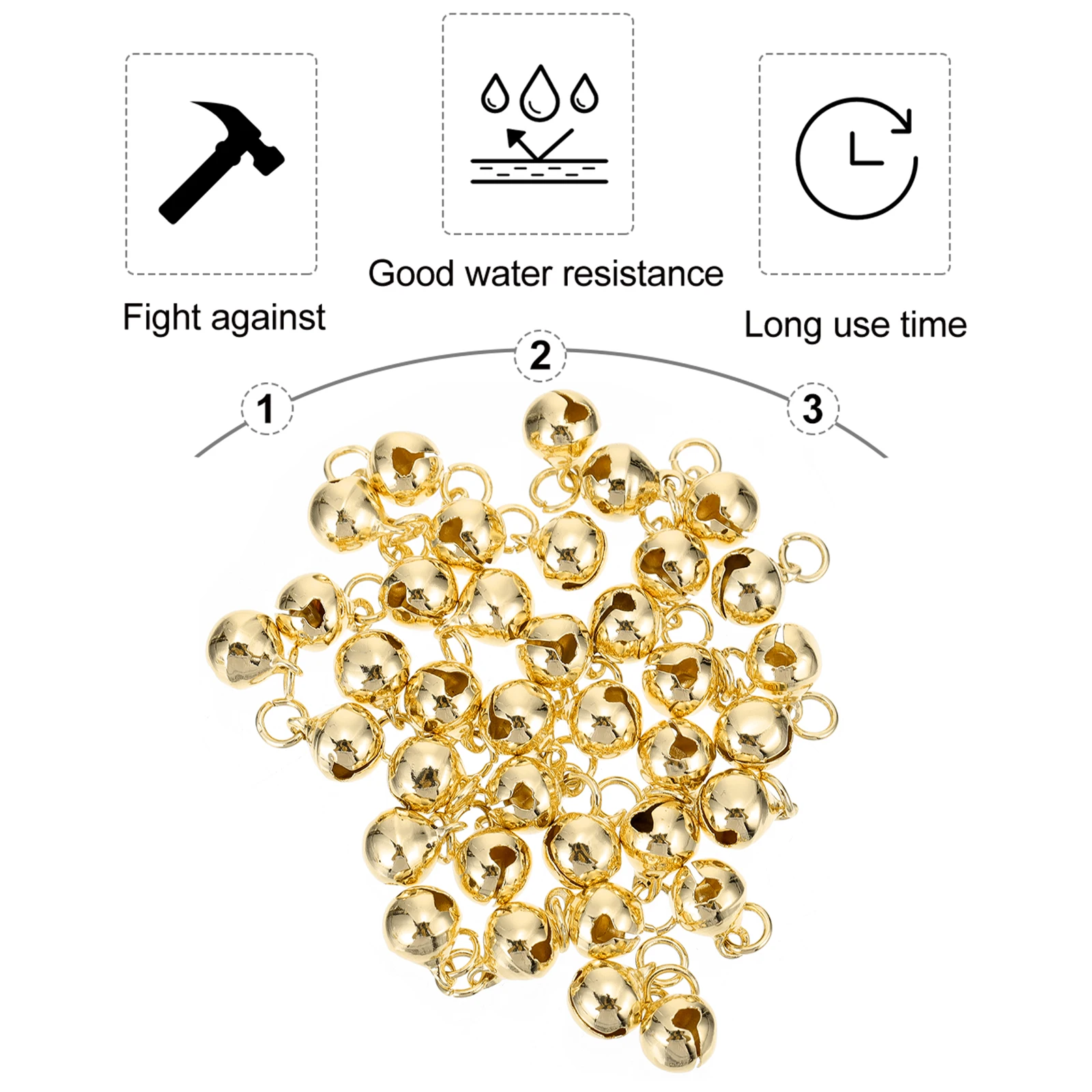 

50 Pcs Bell Hanging Decoration Bells Necklace Christmas Jewelry Making Beads Diy Kit Ring