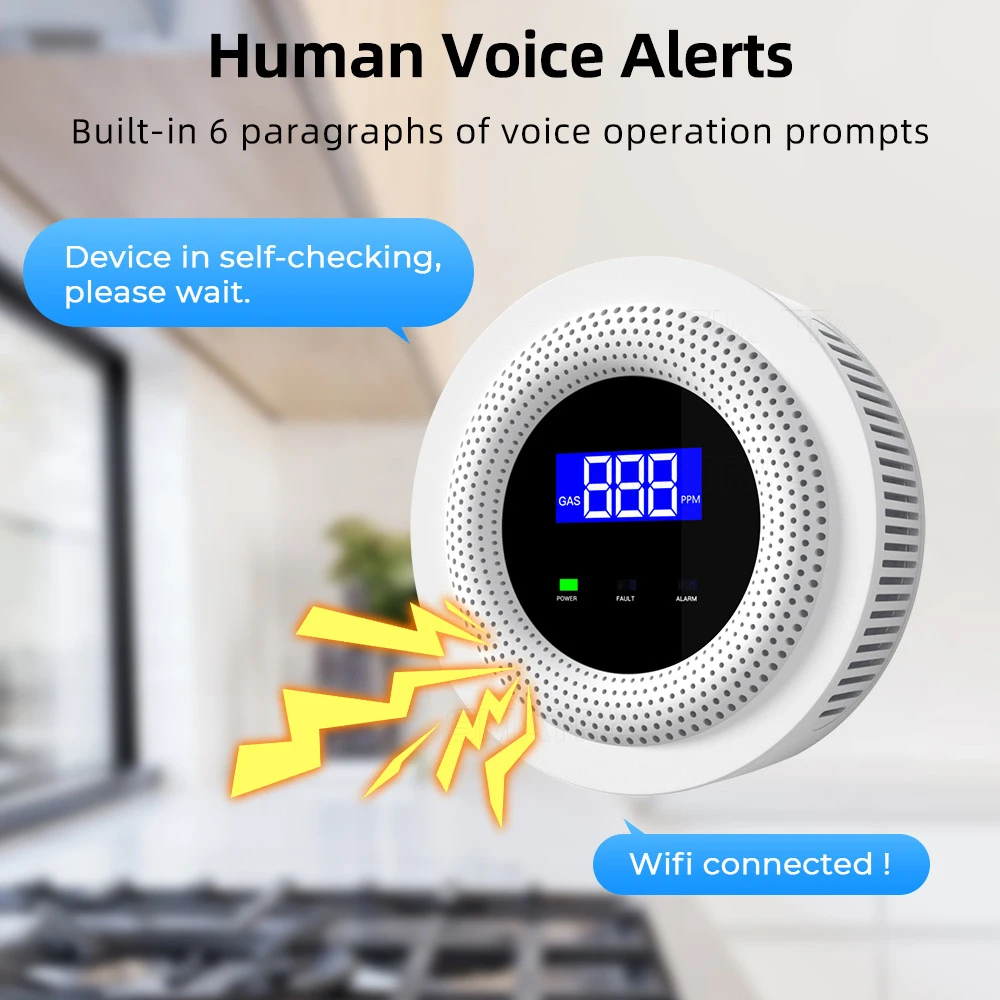 Tuya WiFi czujnik wycieku gazu ziemnego palny domowy inteligentny gaz LPG wykrywacz wycieków inteligentnego życia ochronny zabezpieczający alarmu