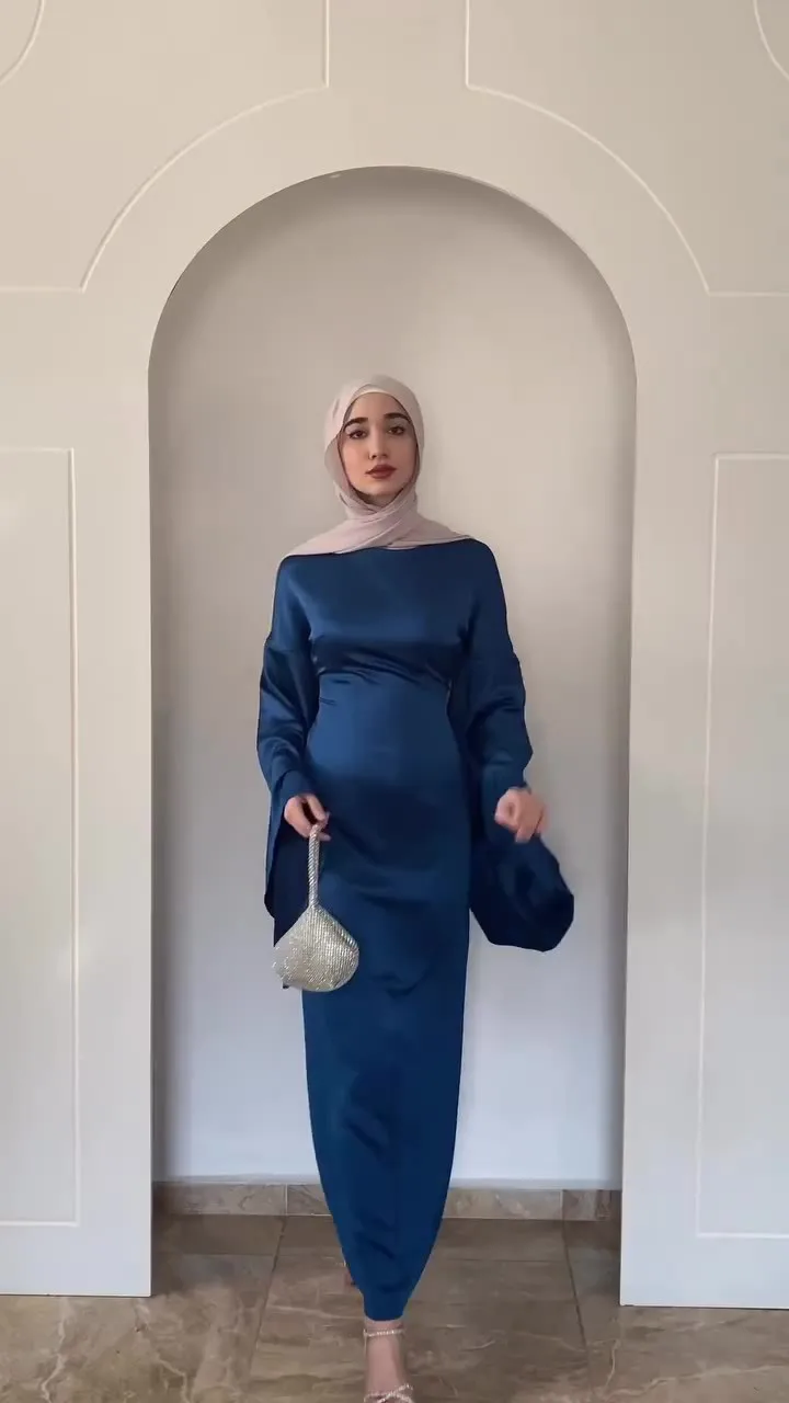 Eid Muslim Abaya Dress Women Jalabiya Party Solid Dresses Ramadan Abayas Kaftan Islam Vestidos Arab Long Robe Morocco Dubai