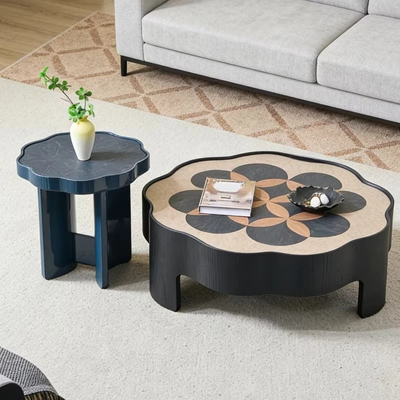 

#Inlaid Flower Pattern And Black Base For Contemporary Living Room Decor Mesa