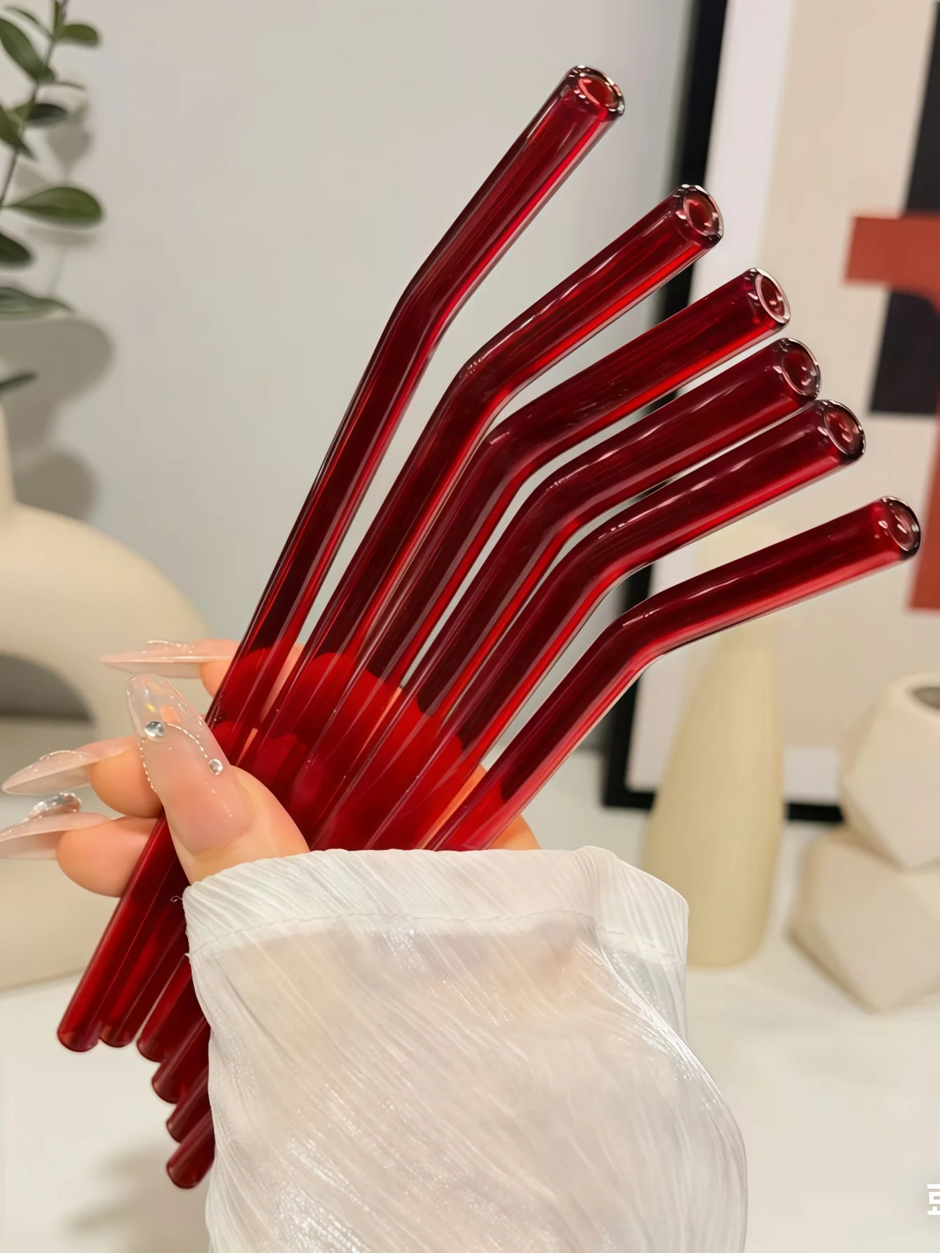 1/4/8PCS Curved Glass Straw, Essential for Drinks,  Daily Kitchen Item, Party Favors, Fun Gift for Friends and Family