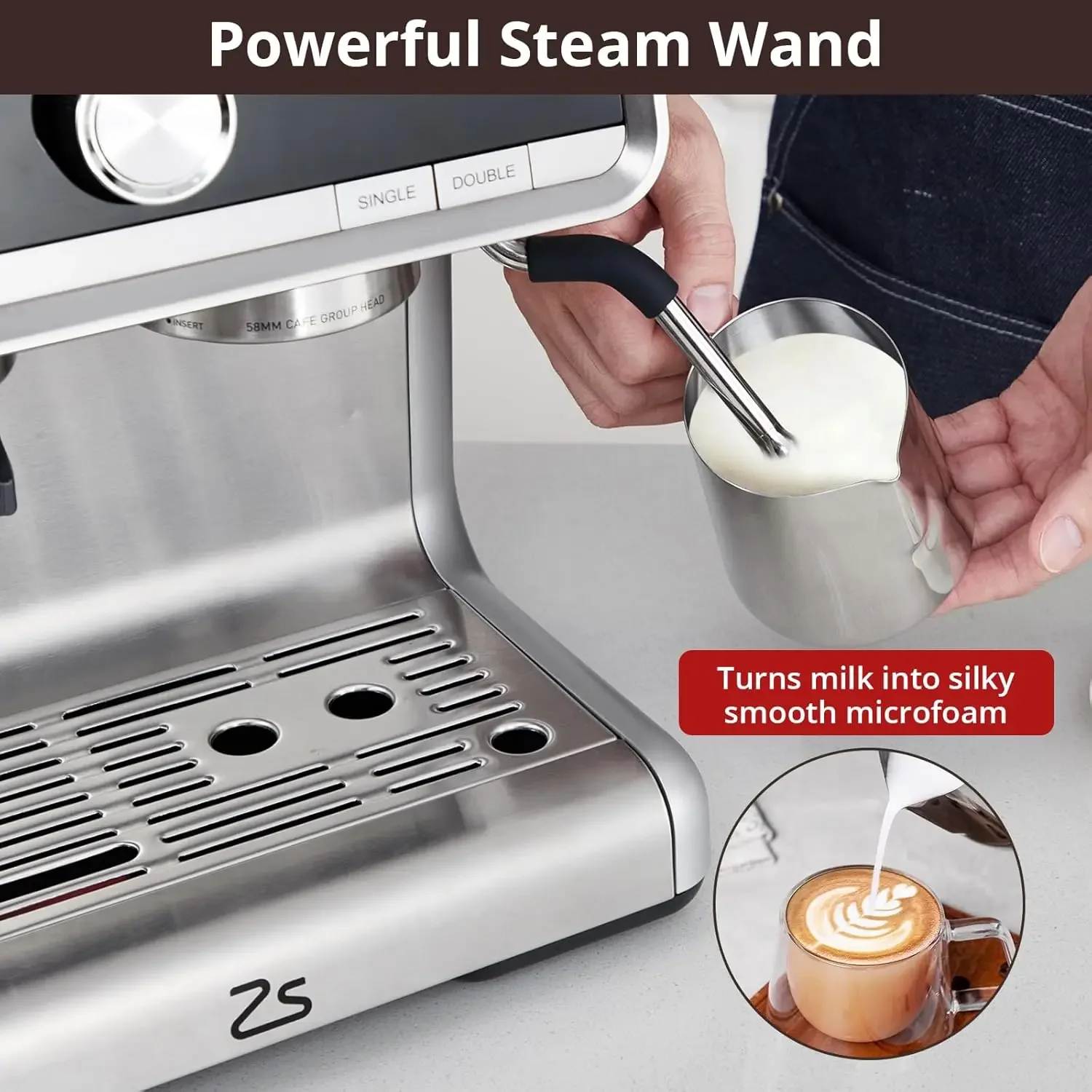 Machine, 20 Bar Espresso Maker with Milk Frother Steam Wand, Compact Coffee Machine with for Cappuccino,Latte, Fast Hea