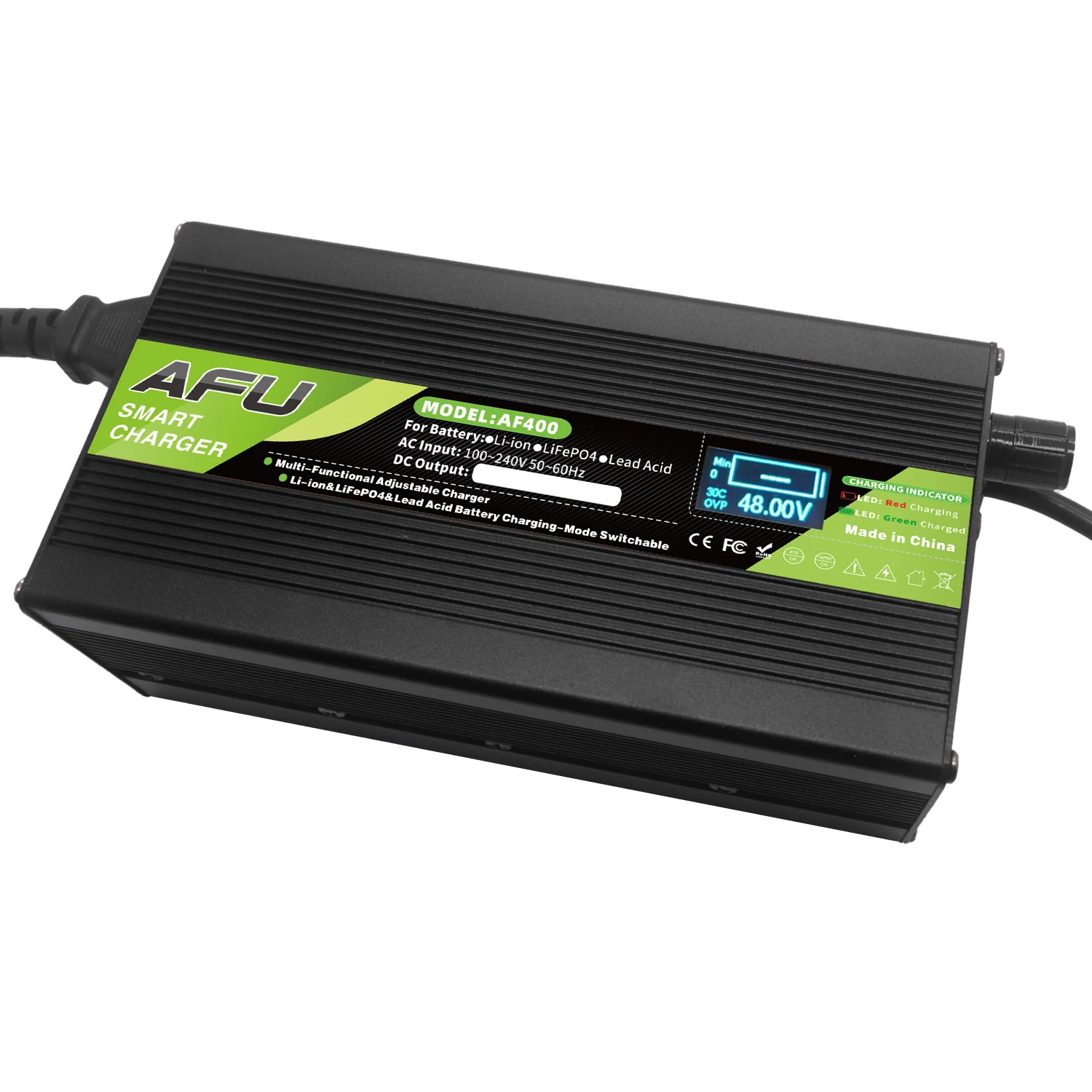 Intelligent Fast Battery Charger 54.6V 5A Lithium LiFePO4 Lead Acid Charger 33.6-58.8V 2-5A Universal Adjustable Voltage/Current