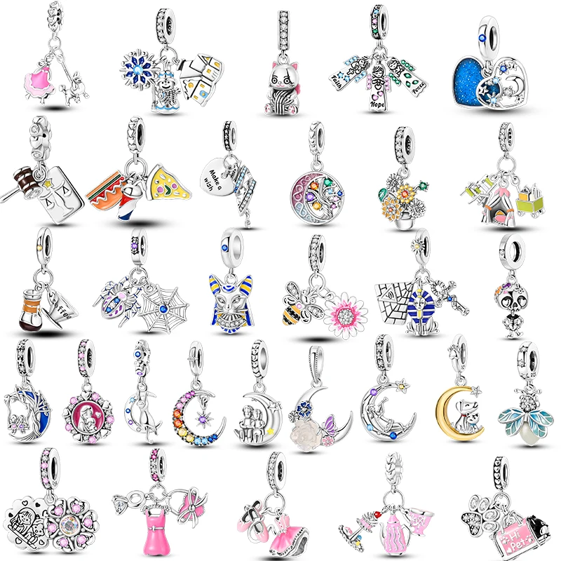 

Оригинальное серебро 925 пробы, 100% подходит для DIY очаровательных разноцветных бусин, подходящих браслетов и браслетов, подарков на день рождения