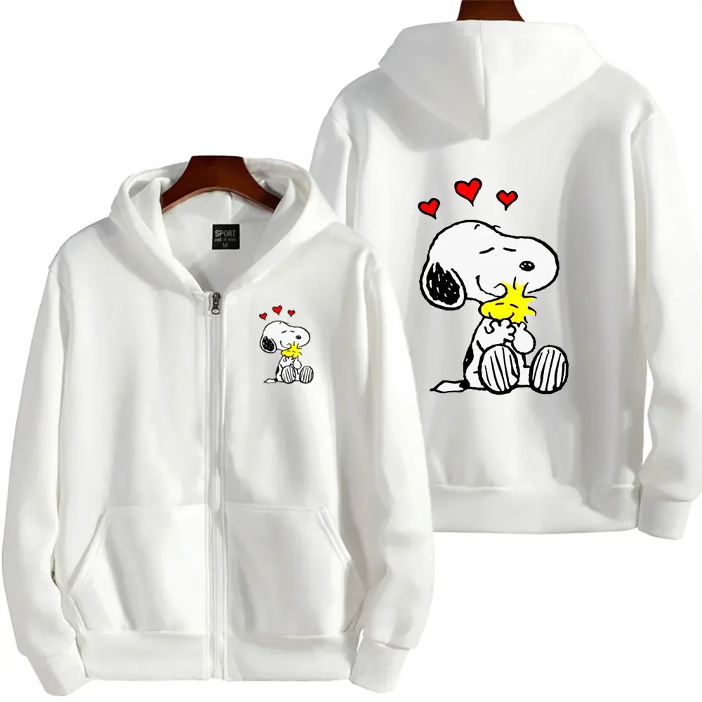 

Snoopy Cartoon Anime Women Zipper Hoodie Jacket Spring Autumn 2024 Casual Men Sweatshirt Pink Couple Oversized Clothes Coats