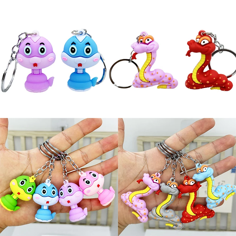 New Fashion Cute Zodiac Snake Keychain Diy Accessories Chain Pendant Gift Cartoon Doll Accessories Bag Keychain