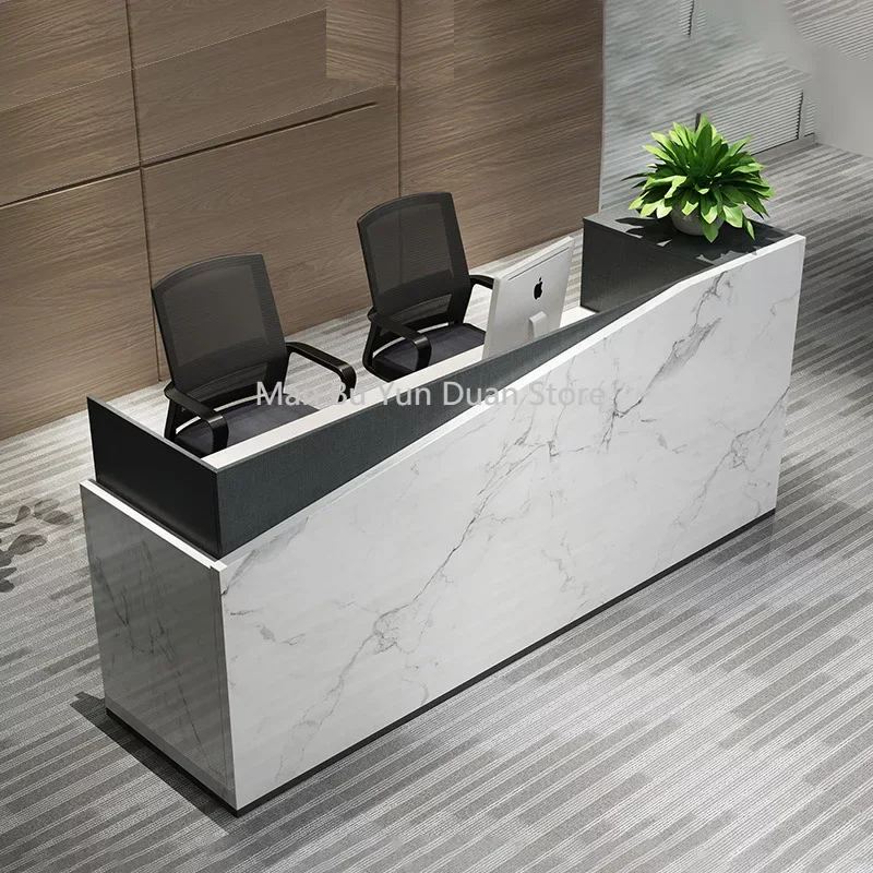 Checkout Reception Desks Beauty Salon Light Luxury Modern Standing Cashier Counter Desk White Balcao Pra Loja Salon Furniture