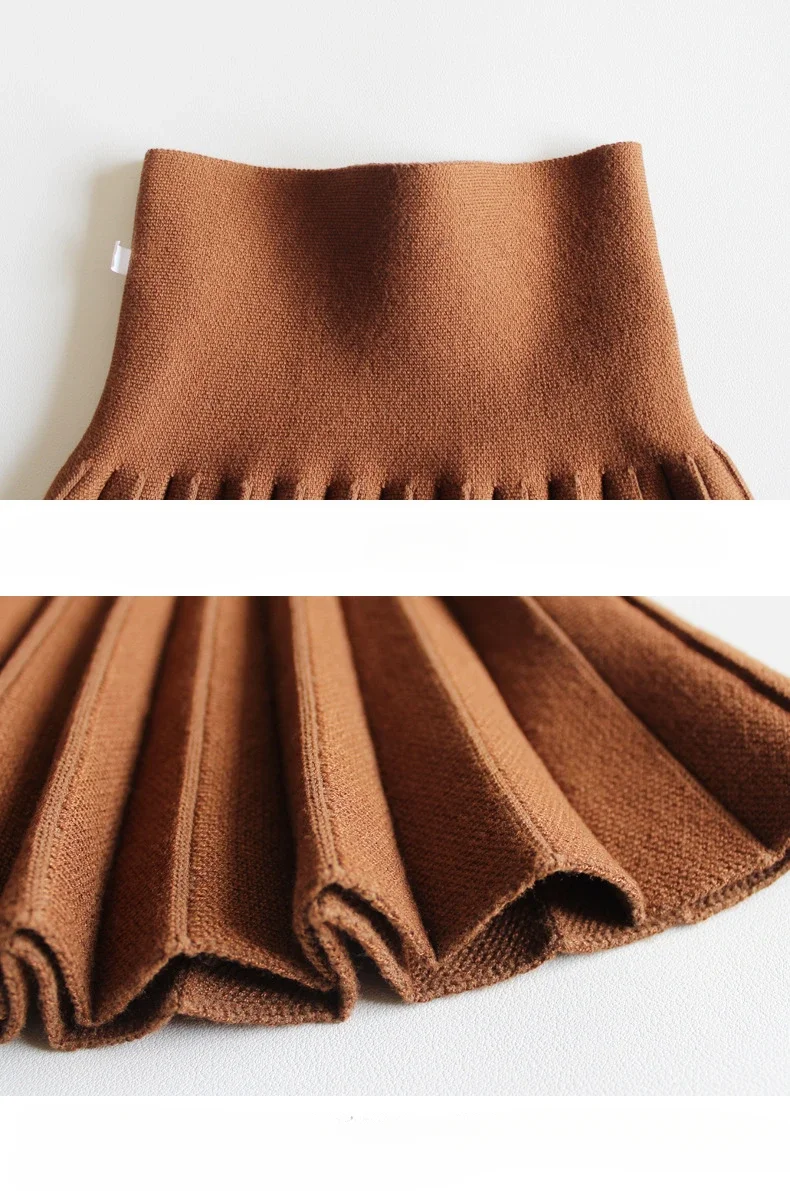 2-12Year Kleinkind Baby Mädchen Stricken Rock Herbst Winter Prinzessin Plissee Kinder Schule Hohe Taille Mini Tutu Röcke Kinder Kleidung – Detail 14