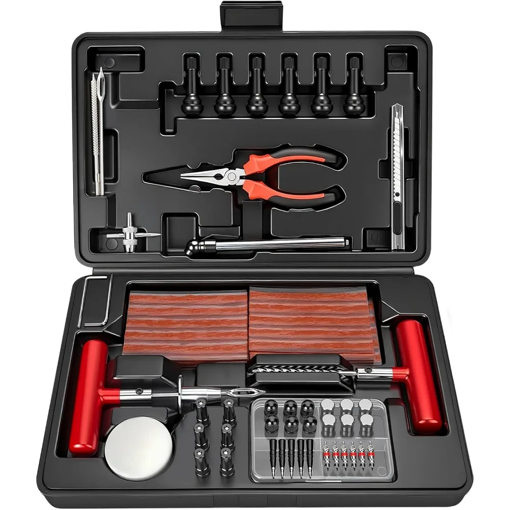 

Набор для ремонта шин ORCISH, 98 предметов, универсальный комплект для бескамерных шин автомобилей, грузовиков, внедорожников, квадроциклов, мотоциклов, прицепов и домов на колесах