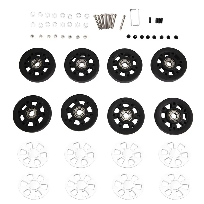 AT19-8PCS Luggage Wheels Replacement 55X12mm Silver