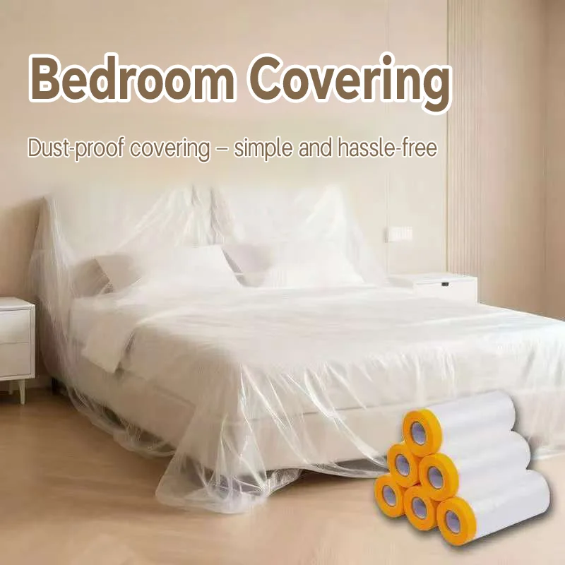 

Tape and Drape Pre-Taped Masking Film, Automotive Paint Protection, Plastic Covering for Furniture and Skirting