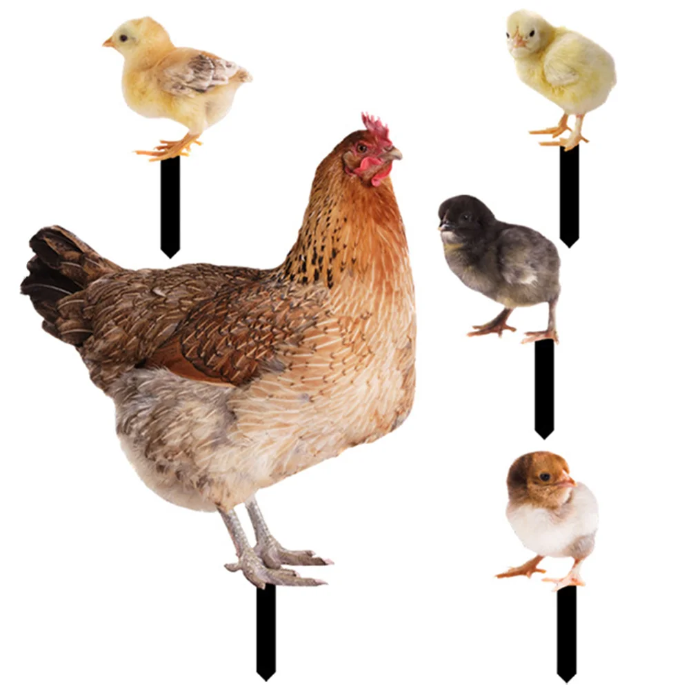 Hen Chick Ground Plug Small Stake Garden Chicken Decorations Lawn Accessory Acrylic Outdoor Adornment