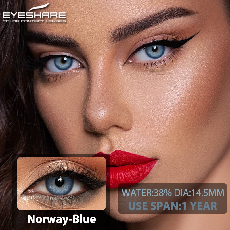 EYESHARE 1pair Colored Contact Lenses Blue Eye Lenses Brown Lenses Gray Pupils Natural Eye Lens Yearly Cosmetic Green Contacts