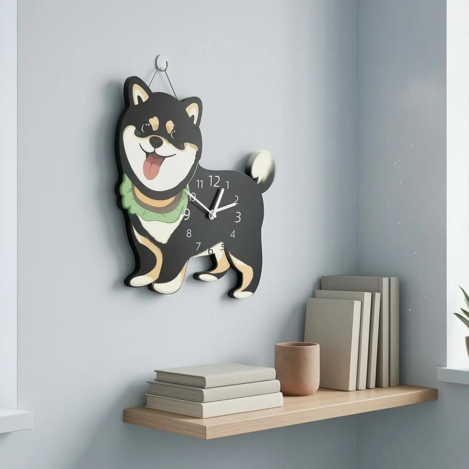 Shiba Inu Clock Cute Decorative Dog Clock Home Decor Easy to Read Accurate Timing for Pet Shop