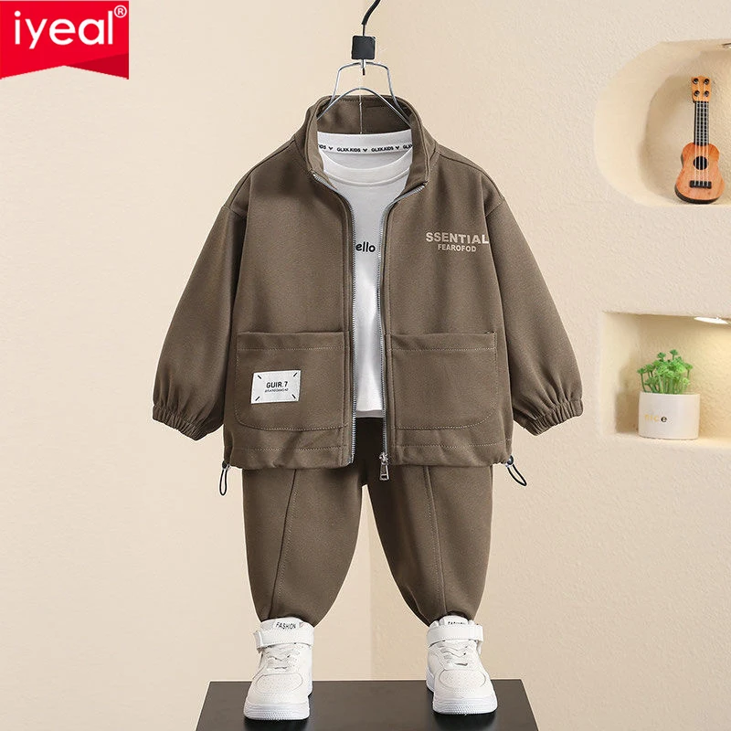 IYEAL   Boys' Set 2026 New Trendy Baby Boys'  Spring and Autumn Sports Clothes Children's Casual Handsome Trendy 2 Piece Set