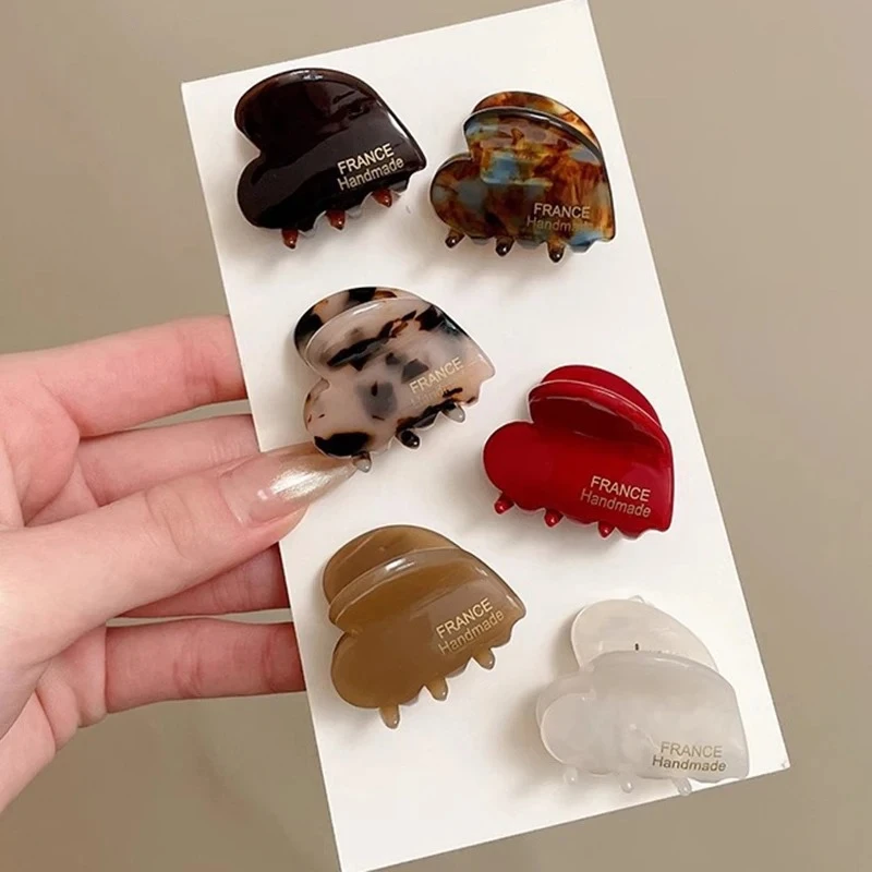 2025 Neue 3,5 cm kleine Haarklammern aus Acetat für Mädchen, niedliche herzförmige Haarspangen, Damen-Haaraccessoires, Haarnadeln und Clips