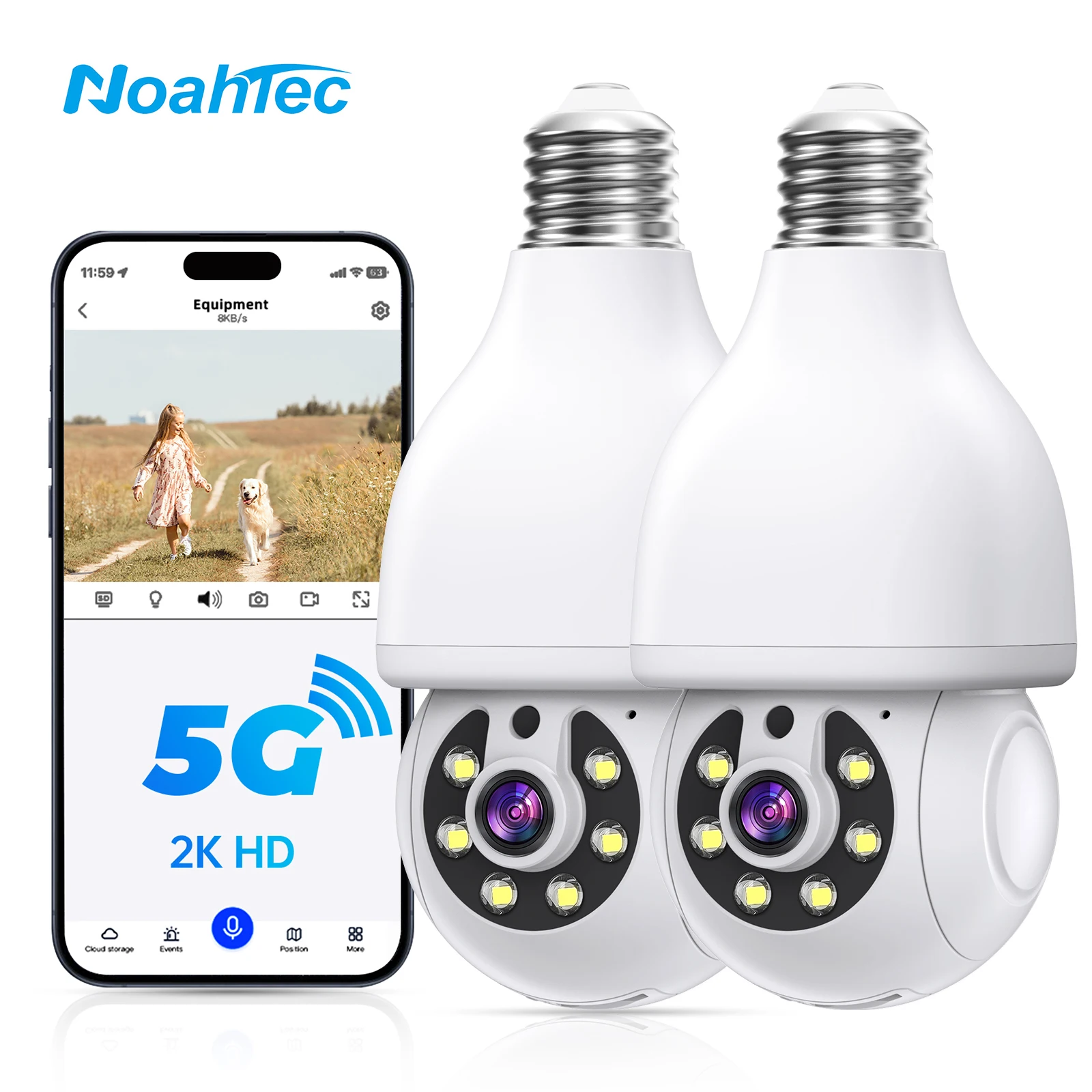 Noahtec كاميرات مراقبة 3MP حماية أمنية داخلية لاسلكية WIFI كاميرا صغيرة 5G واي فاي نقاش ثنائي الاتجاه #1