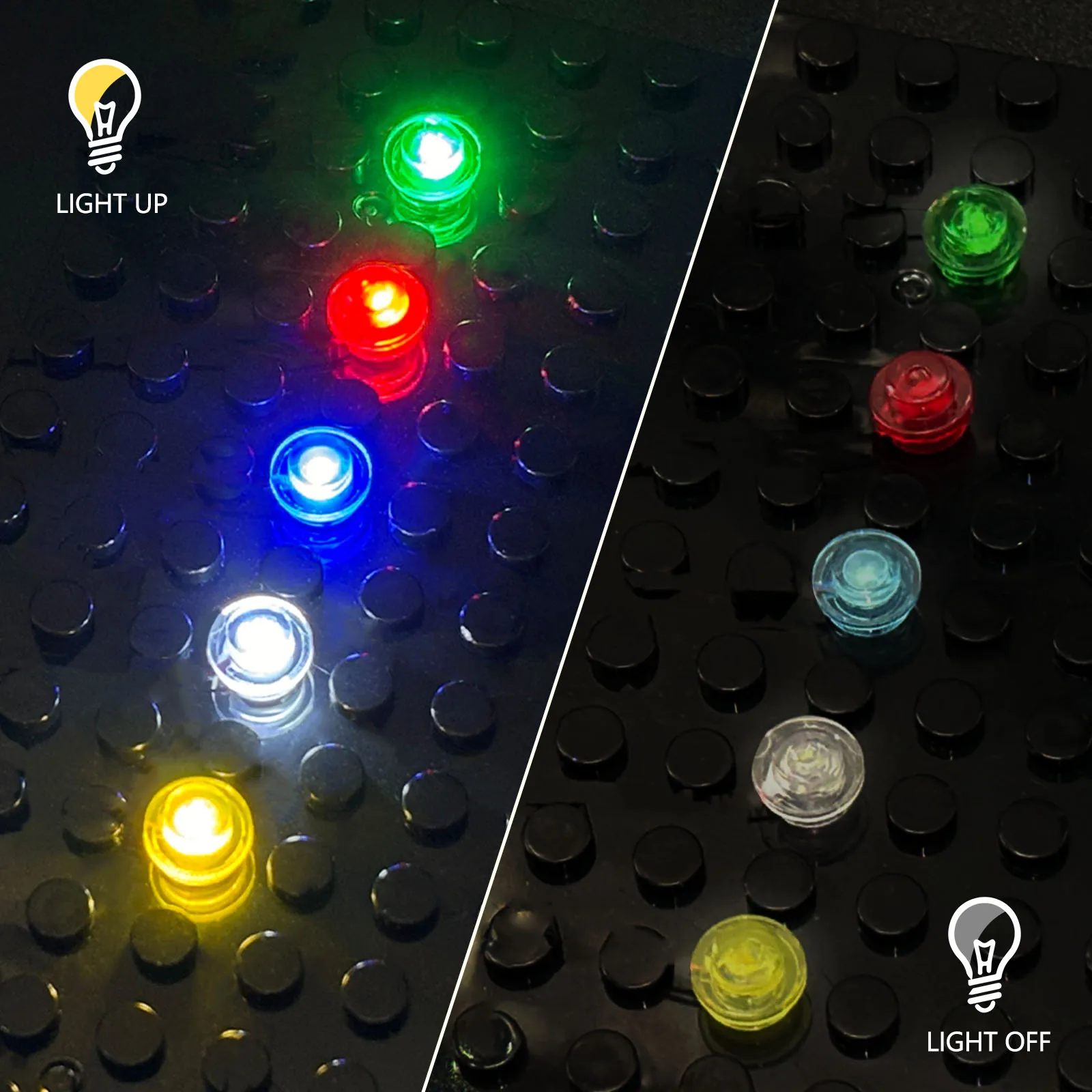 LYBMTWF 10pcs 1X1 Round light building Block lighting Kit, LED lighting bricks, DIY building block lighting（Touch version）