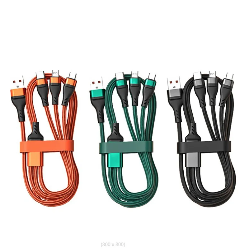 MVQF 3n1 USB Charger Cable Nylon Braided 6A Fast Charging Cord Universal Multiple Ports Charging Cable for Iphone USB C Micro