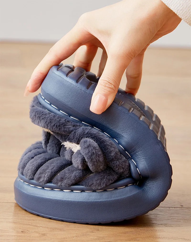 Autumn And Winter Men's Thickening Warm Increase Slippers Stepping On The Sense Of Shit Thick Bottom Household Non-Slip Slippers image 3