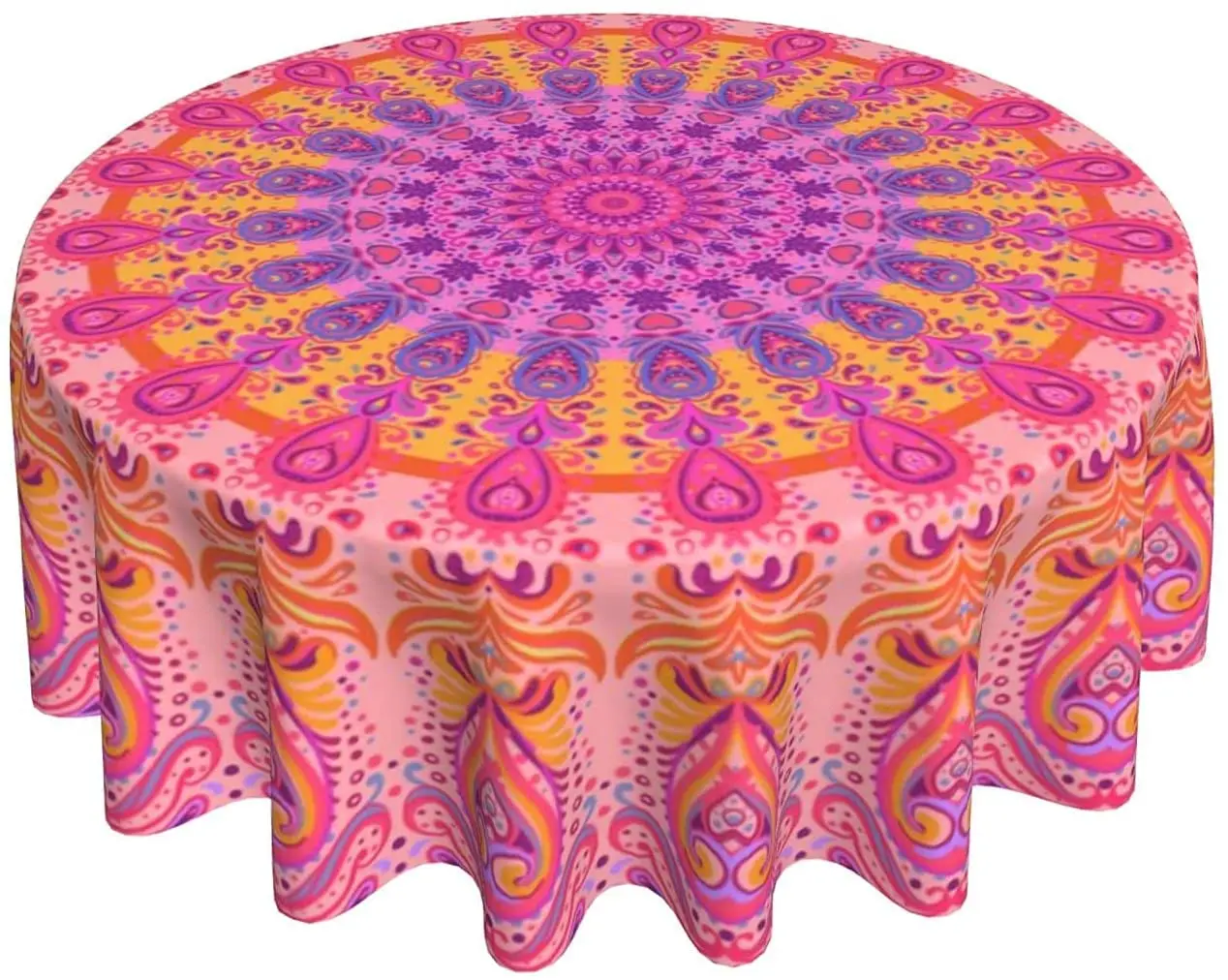 

Mandala Flower Round Tablecloth Thicken Desk Cloth Washable TableCover Table Cloth for Kitchen Daily Dinning Party Decor 60 Inch