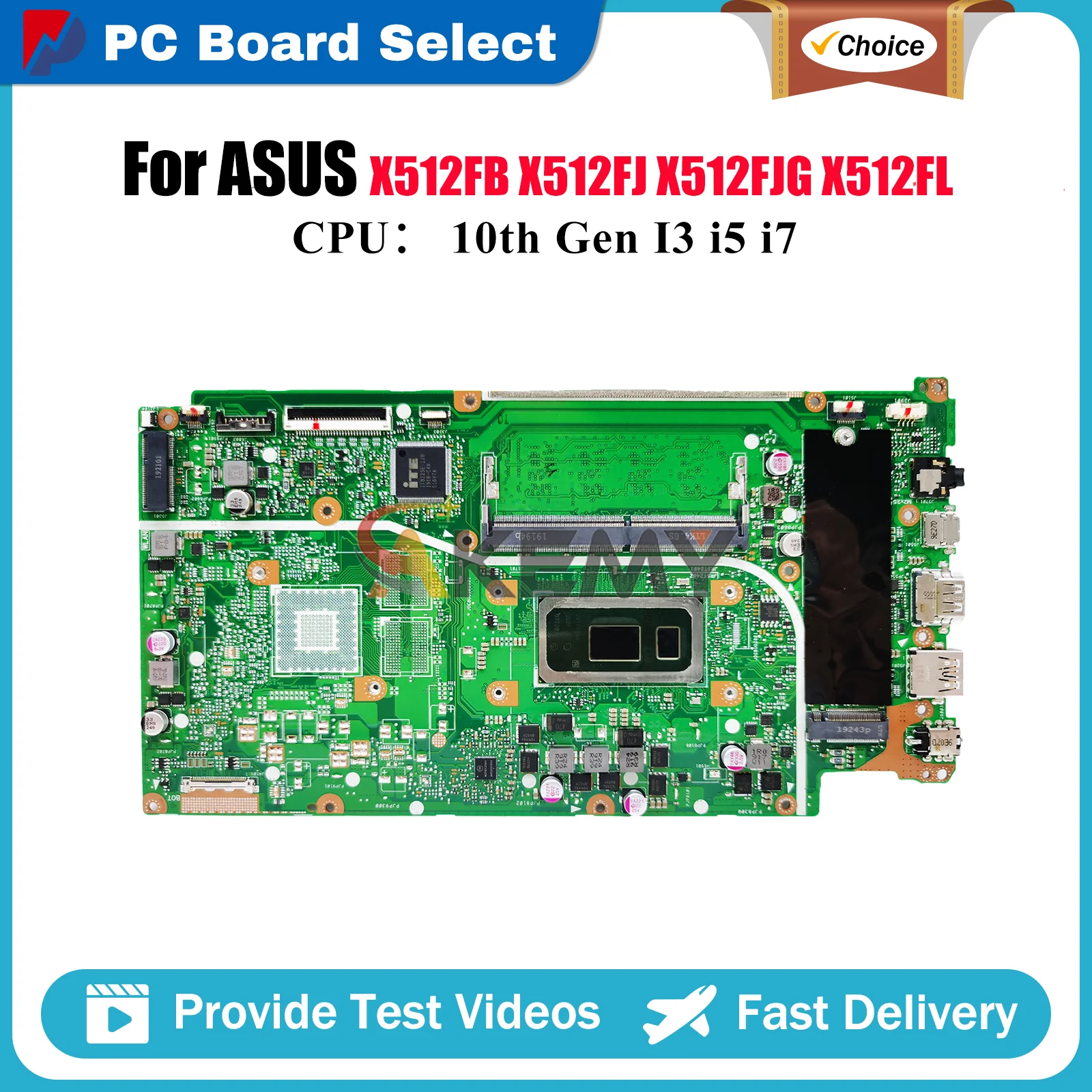 

X512FA Материнская плата для ноутбука ASUS VivoBook K512F X512F S512F X512FF V5000F A512F X512FB V512F F512F Материнская плата 10-го поколения I3 i5 i7