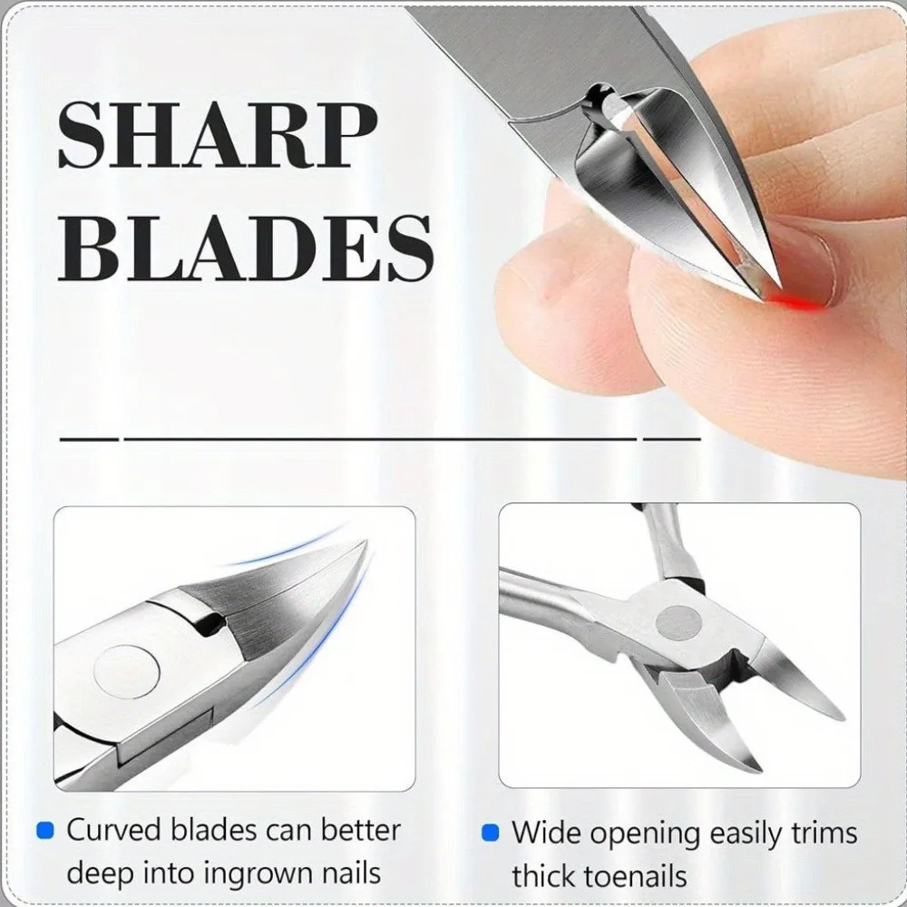 5 pz/set Kit per la cura delle unghie Taglio di precisione per unghie spesse Include pinzette inclinate Spingipelle Pinze a becco d'aquila