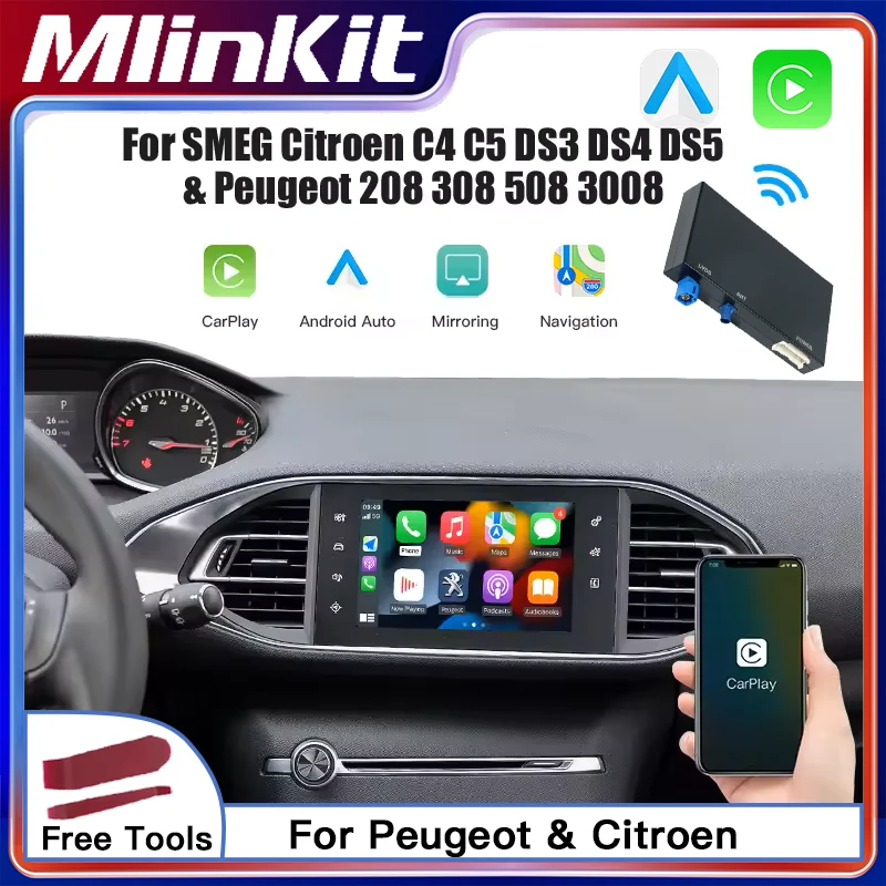 Mlinkit Wireless Carplay  Ｍodule Android Auto For Peugeot Citroen SMEG NAC Picasso C4 C5 DS3 DS4 DS5 Peugeot 308 508 208 3008