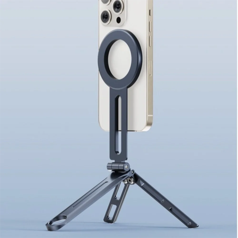 

Aluminum Alloy Magnetic Phone Tripod Stand Rotating Foldable Phone Holder Strong Adsorption Adjustable Angle Travel Phone Tripod