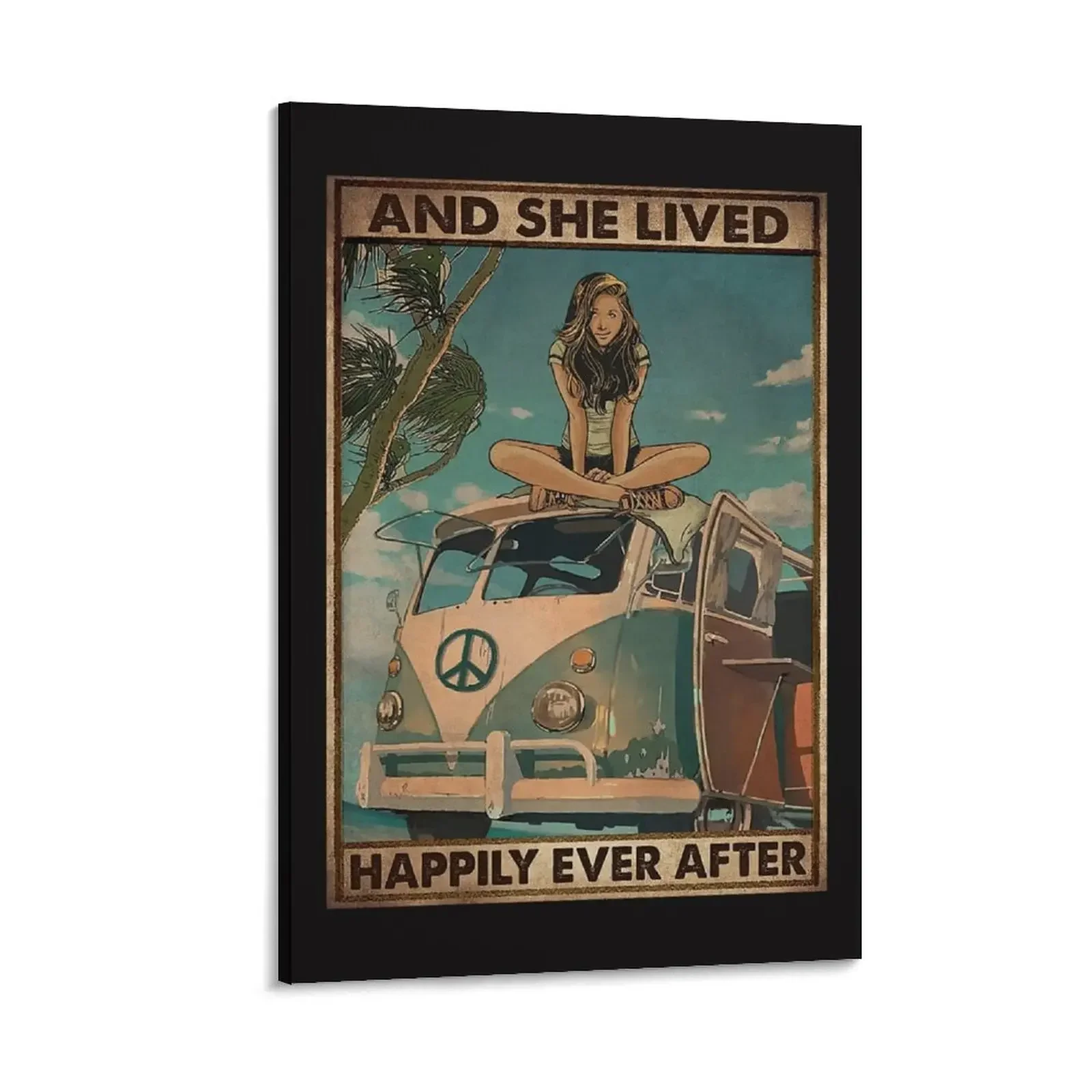 

Hippie Car She Lived Happily Ever After Beach Poster Canvas Painting poster anime wall art poster