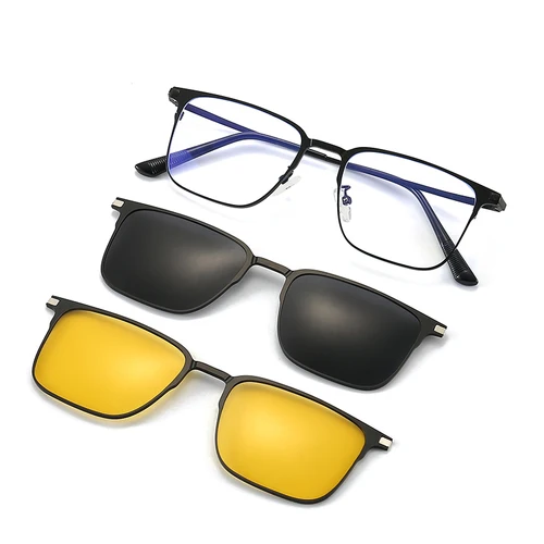 Imagen 2 del producto CLLOIO, gafas ópticas antiluz azul con Clip magnético de aleación de titanio, gafas de sol polarizadas para hombre, gafas graduadas progresivas