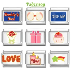 Paderison Retro Charm bracciale Dream Love Cake Italian Charm Links Fit 9mm bracciale in acciaio inossidabile fai da te che fa gioielli all'ingrosso