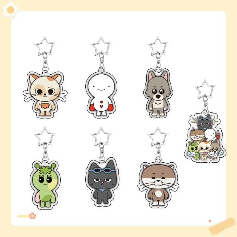 

Модный корейский идол-группа периферийные акриловые брелки с героями мультфильмов Kawaii животное автомобильный брелок рюкзак прозрачный кулон подарок для фанатов