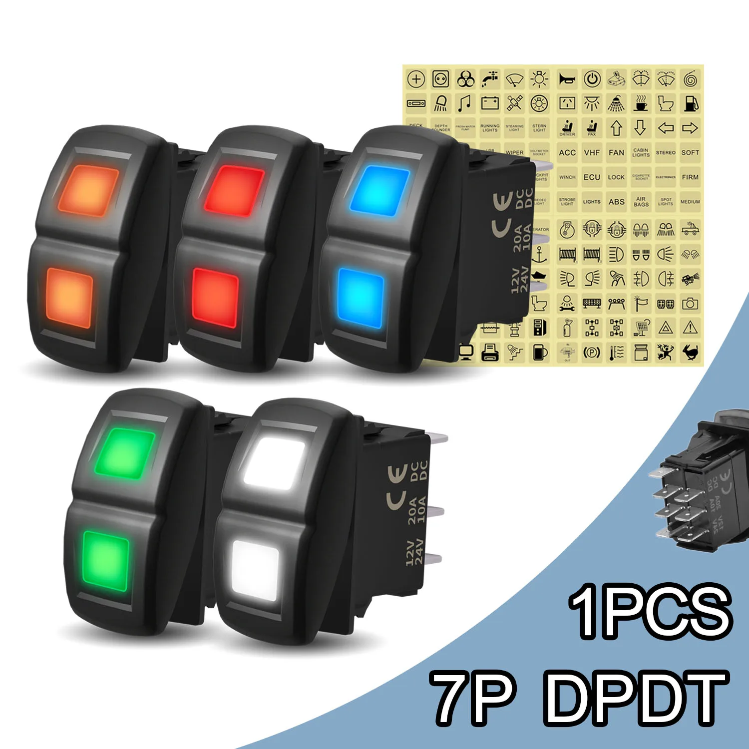 

Dual Lens Rocker Switch 3 Way DPDT Latching / Momentary 7P Reverse Polarity Toggle Switch for Car Boat Marine RV ARB Carling